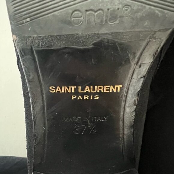 Saint Laurent Black Suede Buckle Strap Ankle Boot - Picture 7 of 14